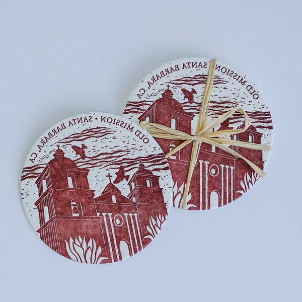 Old Santa Barbara Mission Letterpress Coasters