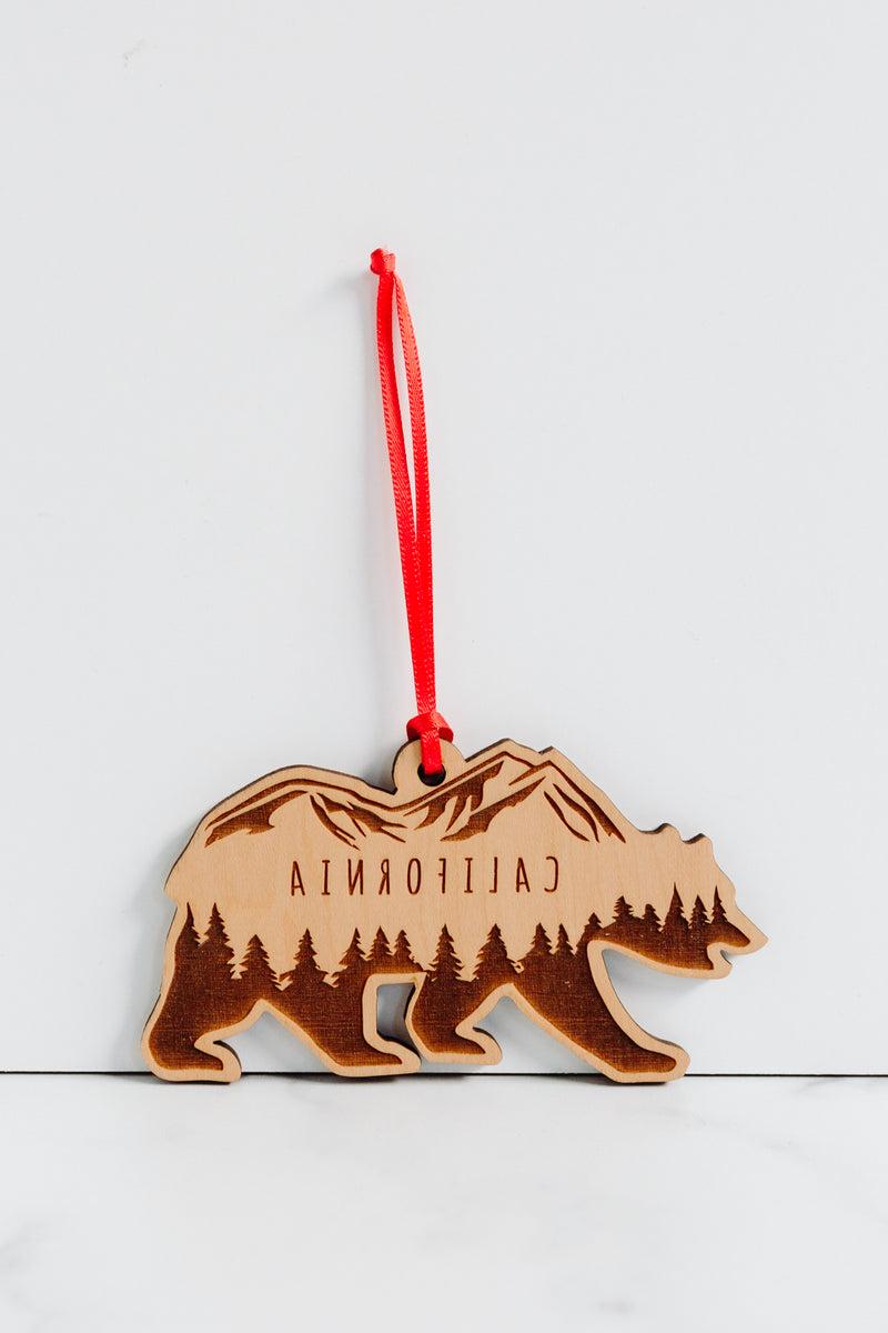 California Bear Wood Ornament